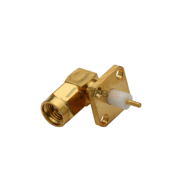 SMA Male 90 degree 4 Hole Flange Connector with PTFE