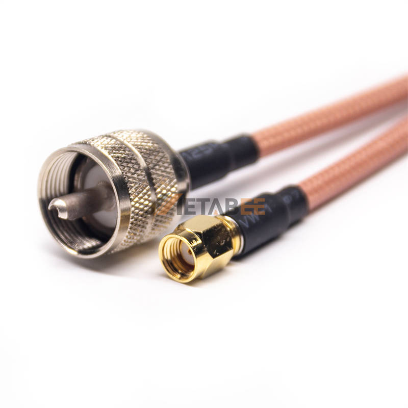 thumbnail image 2 of Custom RF Cable: RG58 Low Loss Coax, UHF PL259 Angled To SMA Or RP-SMA Connectors 2 of 6