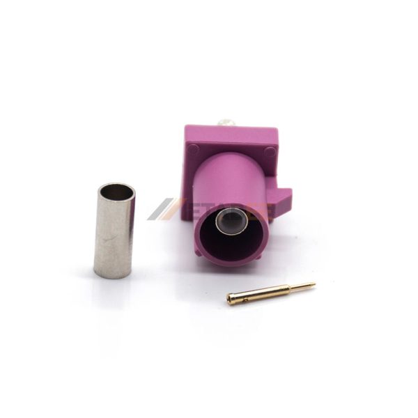 Fakra H Male Connector Crimp Attachment for RG174 Coax, Violet Color 01