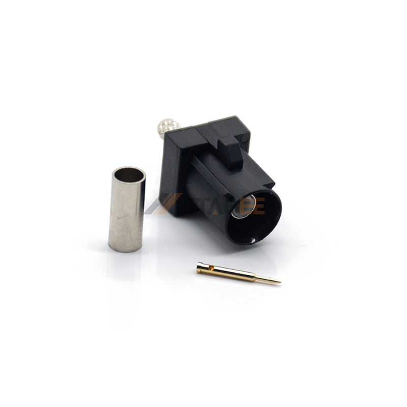 10 Pcs Auto Fakra Connectors – Straight Jack Crimp For RG58, Key Code A, Black