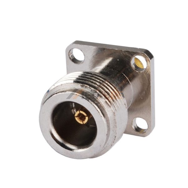 SMA Female to N Type Female Adapter with 4-hole Flange, Panel Mount, 50 Ohm