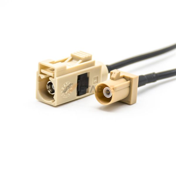 Beige Fakra I Male to Female Cable Assembly Using RG174 Coax 01