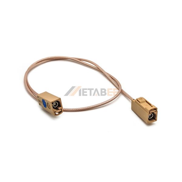 Beige Female to Female Fakra I Extension Cable with 50cm RG316 Coax 01