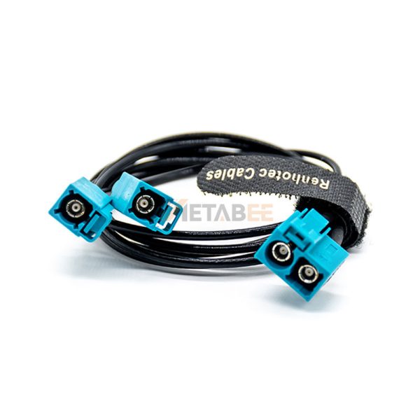 Dual Fakra Z Female to Fakra Z Female Cable Assembly Using RG174 Coax 01