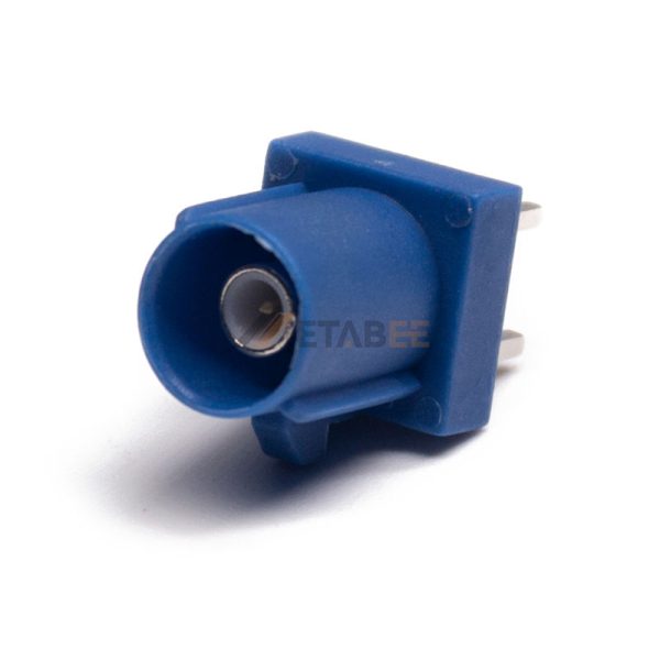 Fakra-type SMB Male Connector Through Hole Mount Solder Attachment, Code C, Blue Color 01