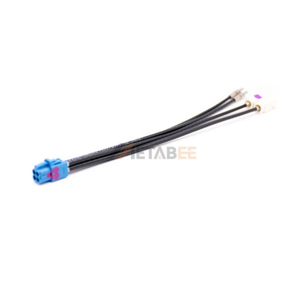 Mini Fakra C Female to Fakra B Male 4 in 1 Adapter Cable Using RG174 Coax, 20cm 01