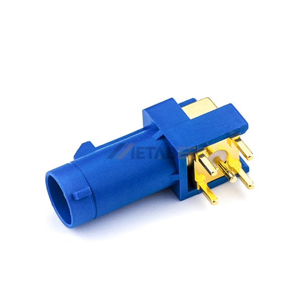 Right Angle Fakra C Plug Connector Through Hole Mount for PCB, Blue Color
