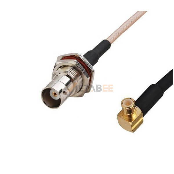Bulkhead BNC Female to Right Angle MCX Male Extension Cable Using RG316 Coax, 1m 01