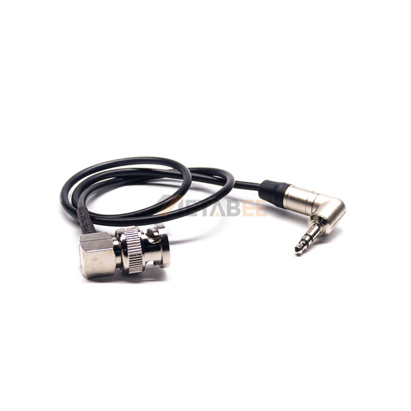 4-Inch Right Angle 3.5mm Mono To BNC Adapter Cable - Male To Female, For Audio/Video Connections