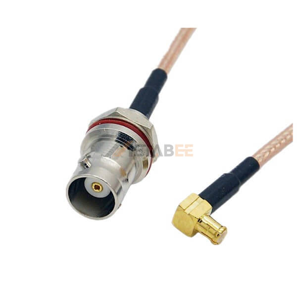 Right Angle MCX Male to Bulkhead BNC Female Adapter Cable Using RG316 Coax