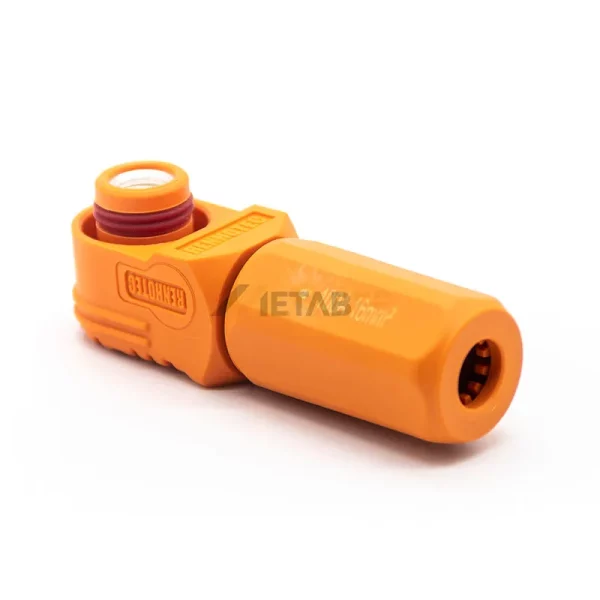 Right Angle 6mm 100A Single Core Battery Storage Plug Connector for 16mm² Cable, Orange 01