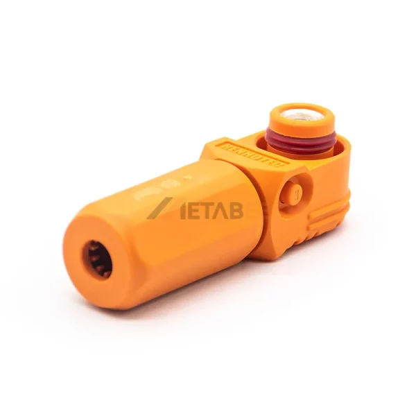 Right Angle 6mm 60A Quick Connection Plug Energy Storage Connector for 10mm² Unshielded Cable, Orange 03