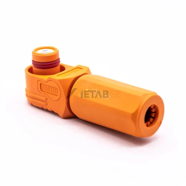 Right Angle 8mm 150A Single Core High Voltage Energy Storage Plug Connector for 25mm² Cable, Orange 01