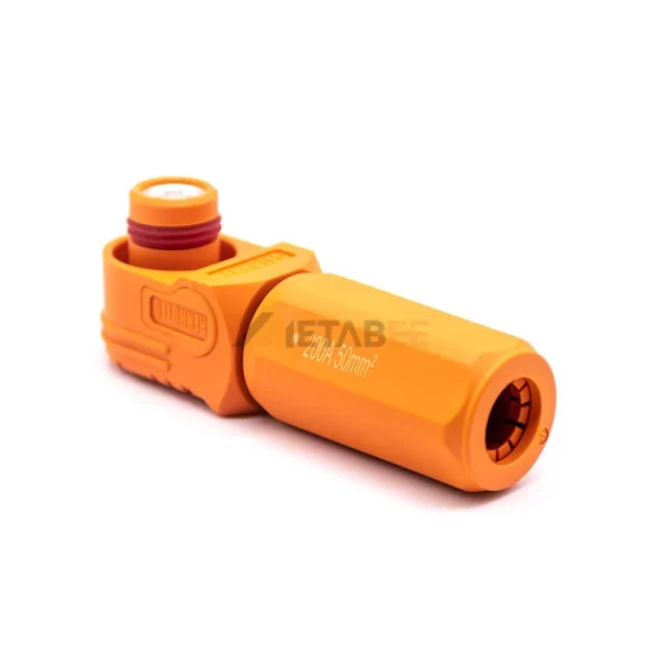 Right Angle 8mm 200A Signle Core HV Energy Storage Plug Connector for 50mm² Cable, Orange 01