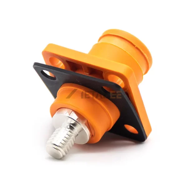 Straight 6mm 120A Single Core Battery Storage Socket Connector with M6 Screw Termination, Orange 01