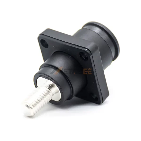 Straight 6mm 120A Single Core Energy Battery Storage Socket Connector with M6 Screw Termination, Black 01