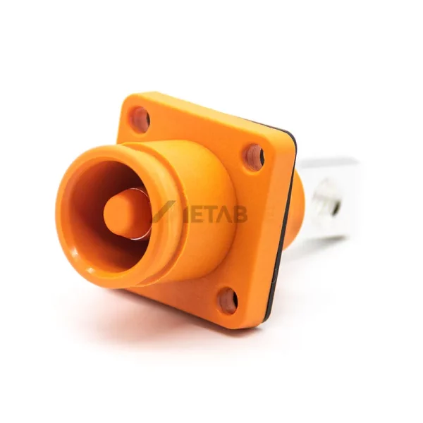 Straight 8mm 200A Single Core HV Energy Storage Socket Connector with Busbar Termination, Orange 01