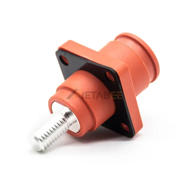Straight 8mm 200A Single Core High Voltage HV Energy Storage Socket Connector with M8 Screw Termination, Red 01