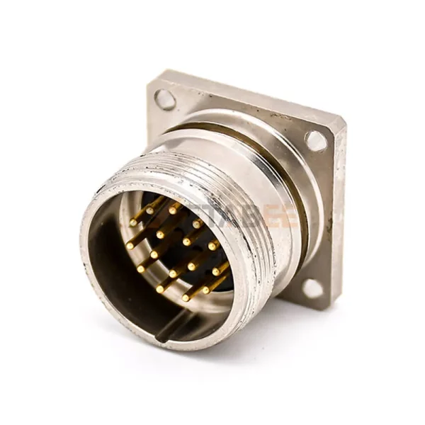 16 Pin M23 Male Panel Mount Connector with 4-hole Flange, Solder Type (1)
