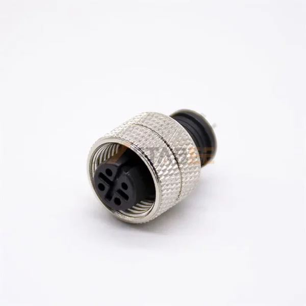 4 Pole M12 A Coded Female Molded Field Wireable Connector for Cable, Straight, Solder Cup 01