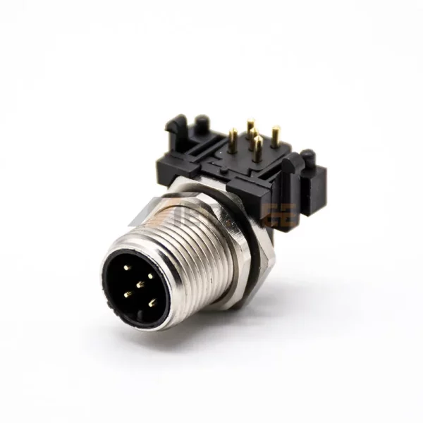 China Right Angle M12 5 Pin A Coded Male Connector for PCB Mount, M12 x 1.0, Straight (1)