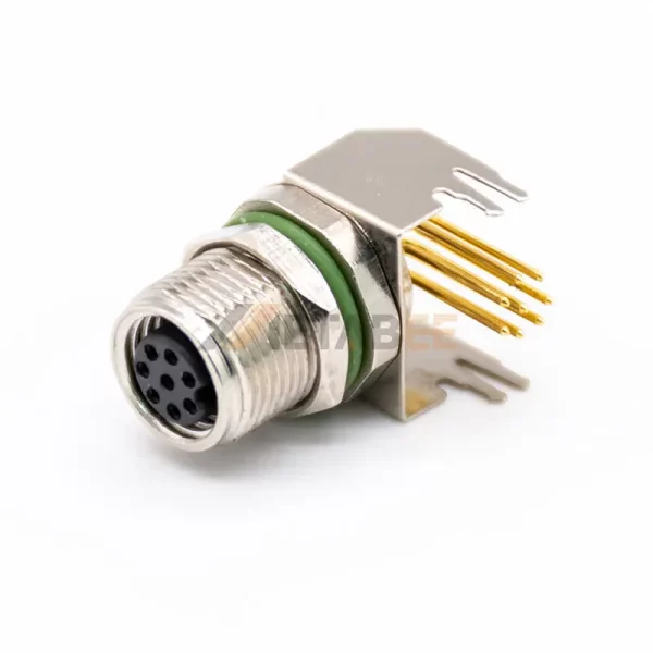 High Quality M8 A Coded 6 Pin Female Circular Connector for PCB, Right Angle 01