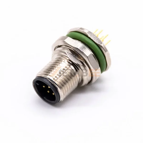 High Quality Waterproof M12 8 Pin A Coded Male Bulkhead Panel Mount Connector for PCB (1)