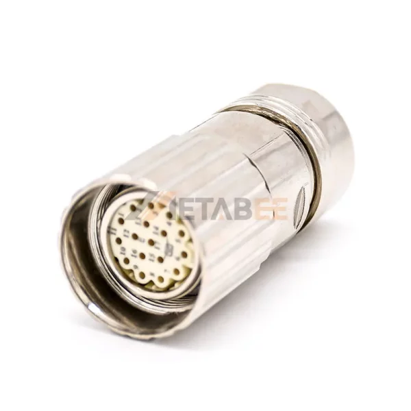 IP67 M23 17 Pin Female Field Wireable Connector, Metal Shell (1)