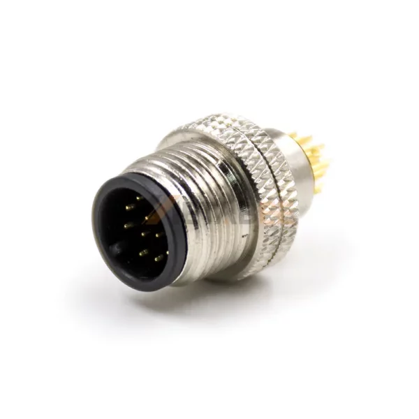 M12 12 Pin A Coded Male Molded Field Wireable Connector for Cable, Straight, Solder Type 01