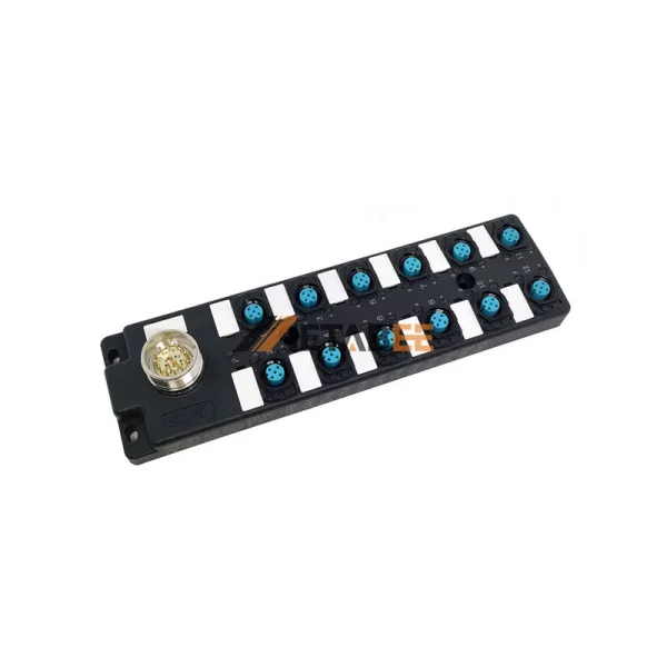 M12 12 Ports Actuator Sensor Distribution Box with M23 A-coded 19 Pin Connector, 12x M12 A-coded 5 Pin Female Connector, LED Indicator 01
