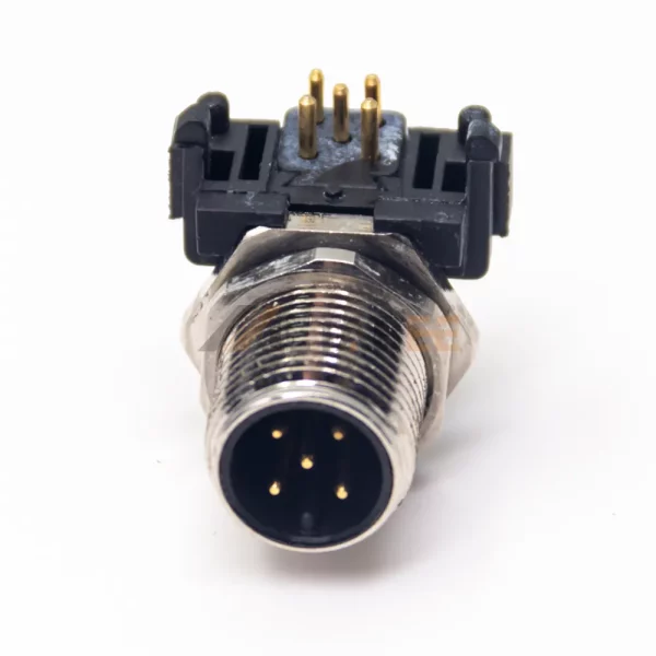 M12 5 Pin A Coded Male Right Angle Connector for PCB, Panel Mount, M12 x 1.0, Straight 01