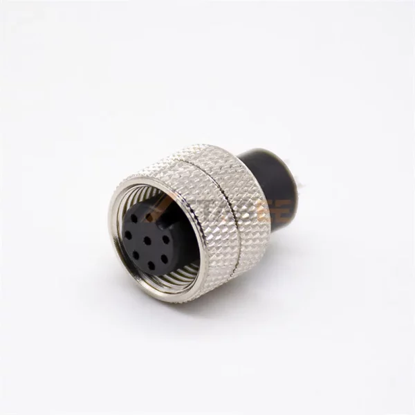M12 8 Pin A Coded Female Molded Field Wireable Connector for Cable, Straight, Solder Type 01