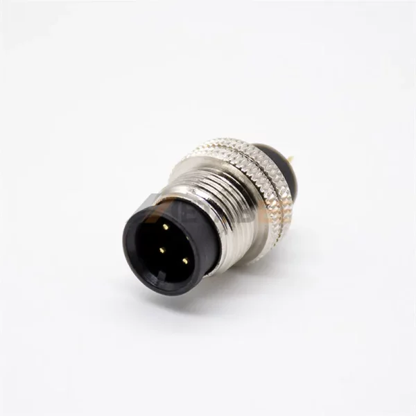 M12 A-coded 4 Pin Male Field Wireable Connector for Cable, Straight, Solder Cup 01