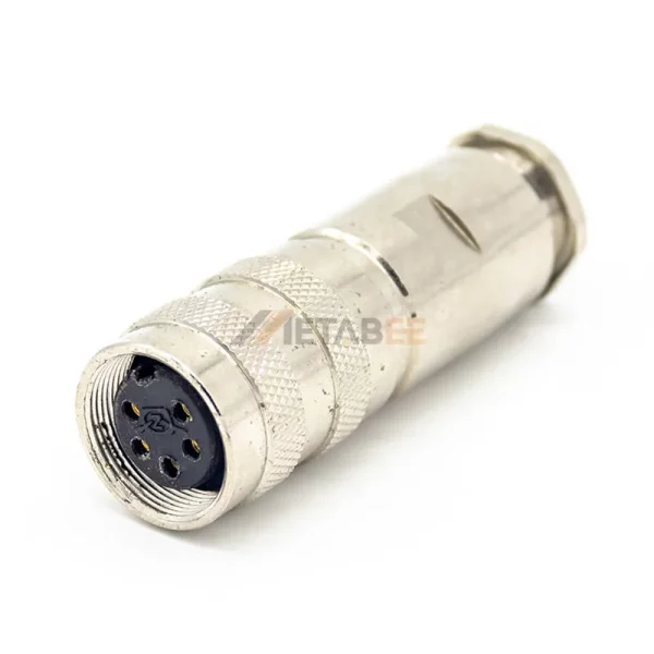 M16 5 Pin Female Field Wireable Connector, Cable Type, Straight, Shielded 01