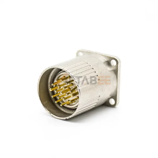 M23 19 Pin Male Panel Mount Connector, 4 Hole Flange, Solder (1)