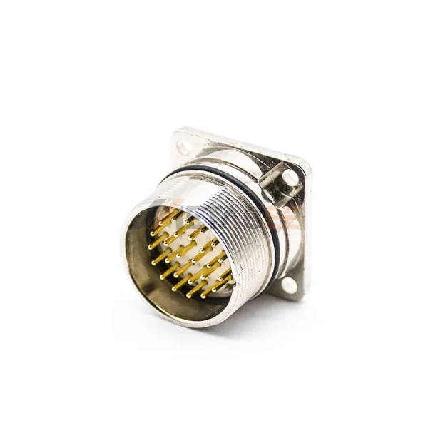 M23 26 Pin Male Solder Circular Connector, Panel Mount, 4-hole Flange (1)