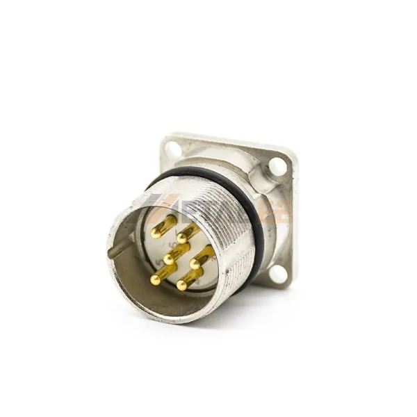 M23 6 Pin Male Panel Mount Connector with 4-hole Flange, Straight (1)