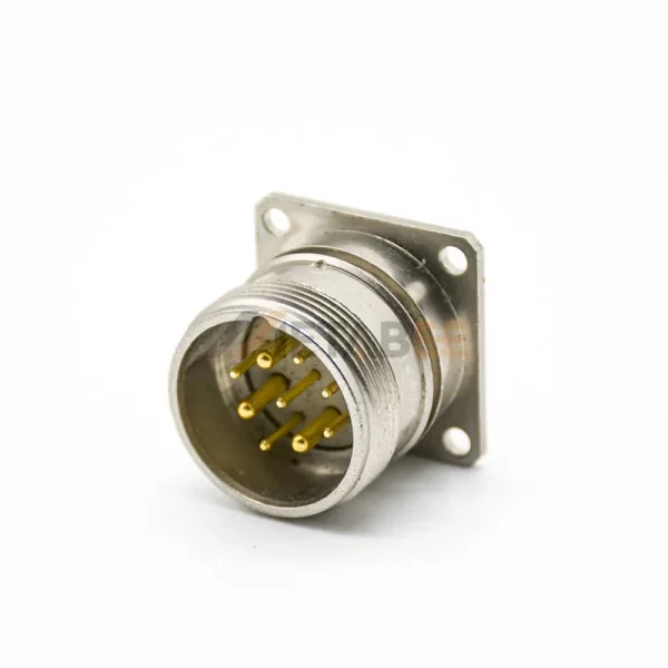 M23 9 Pin Male Panel Mount Connector, Solder Type, 4 Hole Flange (1)