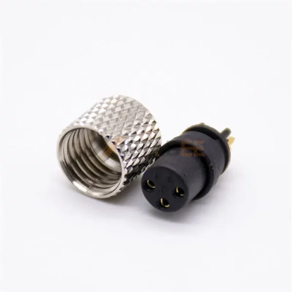 M8 3Pin A-Coded Female Molde Unshielded Connector for Cable, Straight 01