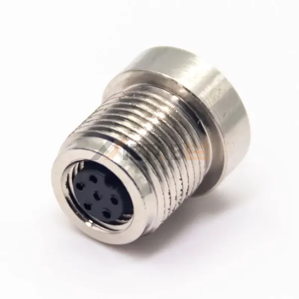 M8 6 Pin A Coded Female Panel Mount Circular Connector for Cable, Solder Type 01
