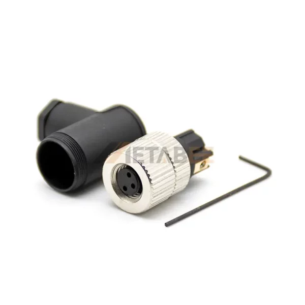 Right Angle M8 3 Pin Female A Coded Field Wireable Connector 01