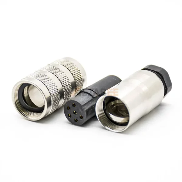 Straight 6 Pin M16 Female Field Wireable Connector 01
