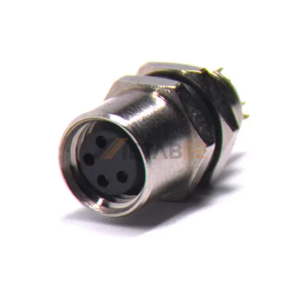 Straight M8 4 Pin A Coded Female Bulkhead Connector for Cable 01
