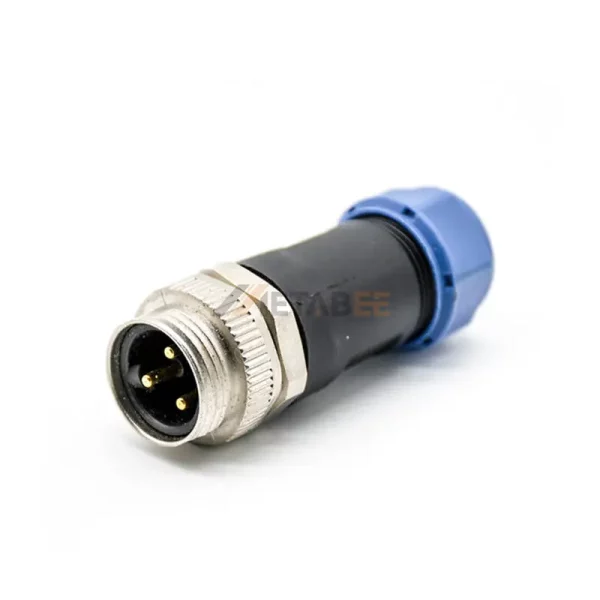 78“ 3 Pin Male Field Cable Connector, Straight, Unshielded, IP67 01