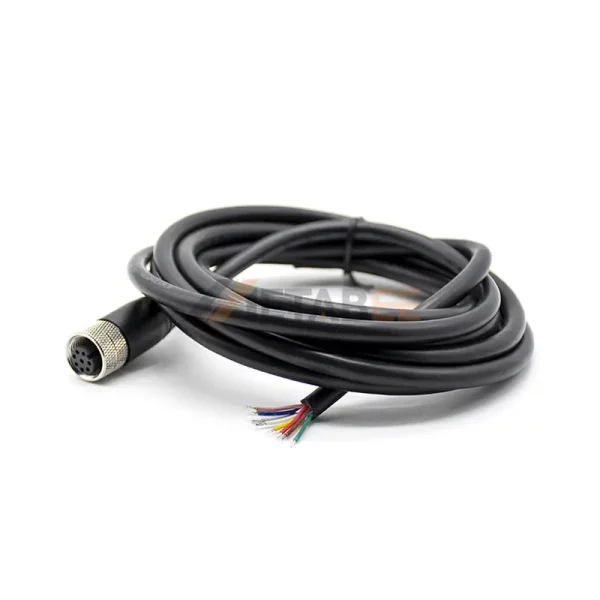 8 Pin M12 A Coded Female Molded Sensor Cable, AWG24, 5m 01