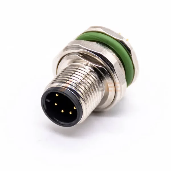 High Quality M12 7 Pin A Coded Male Bulkhead Connector for PCB Mount, PG9, Straight (1)