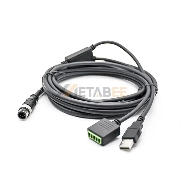 M12 12 Pin A Coded Male to USB Type A Male and Terminal Molded Adapter Cable 01