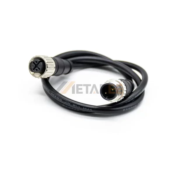 M12 2 Pin A Coded Male to Female Molded Extension Cable 01