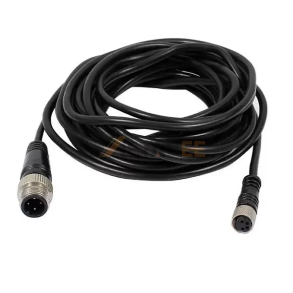 M12 4 Pin A Coded Male to M8 4 Pin A Coded Female Adapter Cable, AWG22, 5m
