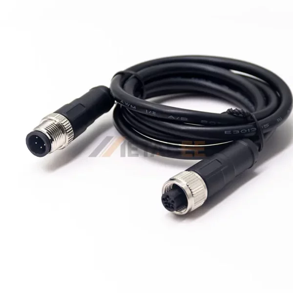 M12 5 Pin C Coded Male to Female Molded Extension Cable, AWG22, 1m 01